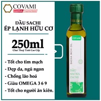 Dầu sachi inchi hữu cơ nguyên chất COVAMI 250ml- chuẩn xuất khẩu USA- dinh dưỡng cao gấp 16 lần dầu oliu-tốt cho tim mạch và huyết áp cao, vua thực phẩm