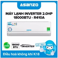 Máy Lạnh Asanzo Inverter K18A 18000BTU (2.0HP) Phù Hợp Diện Tích 22-30m² (Siêu Tiết Kiệm, Làm Lạnh Nhanh, Tự Điều Chỉnh Nhiệt Độ, Lọc Không Khí) Máy lạnh giá rẻ