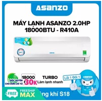 Máy Lạnh Asanzo S18A 18000BTU (2.0HP) Phù Hợp Diện Tích 22-30m² (Siêu Tiết Kiệm, Làm Lạnh Nhanh, Tự Điều Chỉnh Nhiệt Độ, Lọc Không Khí) Máy lạnh giá rẻ