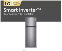 Tủ lạnh LG Smart Inverter ngăn đá trên với DoorCooling+ GN-M208PS 225L (Bạc) 55,5 x 152 x 58,5(cm) - Hãng phân phối chính thức