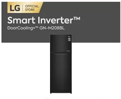 Tủ lạnh LG Smart Inverter ngăn đá trên với DoorCooling+™ GN-M208BL 225L (Đen) 55,5 x 152 x 58,5(cm) - Hãng phân phối chính thức
