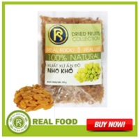 Túi Nho Khô Vàng thương hiệu Real Food Store (250G/Túi) - Sản phẩm nhập khẩu trực tiếp từ Ấn Độ với công nghệ sấy khô hiện đại giúp ngăn ngừa táo bón và thiếu máu, cung cấp các vitamin thiết yếu