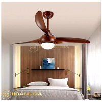 Quạt Trần Đèn phong cách MỸ, Quạt trần phòng khách hiện đại tối giản [3 cánh nhựa vân gỗ 52inch, Đèn LED] SLY8024