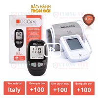 Máy đo đường huyết OGcare Italy - Kèm máy đo huyết áp Microlife BP 3NZ1