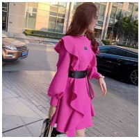 Tính Khí Nữ Cao Cấp Rose Đầm Cho Mùa Thu Đông 2020 Phong Cách Mới Tay Áo Phồng Chân Váy Ngắn Chân Váy Không Đều - đ621.770